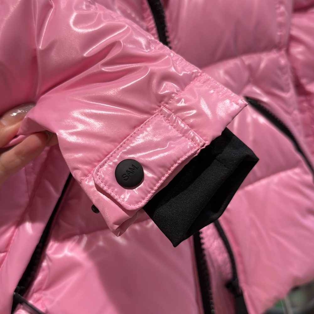 SAM bubblegum pink freestyle goose down water resistant ski puffer snow jacket - Picture 5 of 6